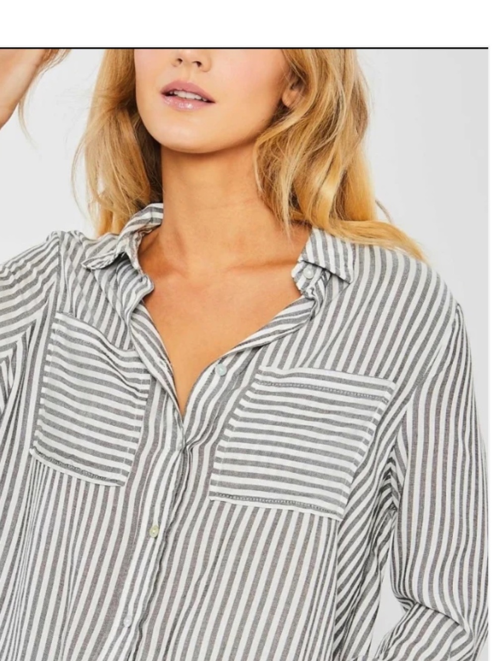 Workshop Republic Clothing striped button up raw hem XL